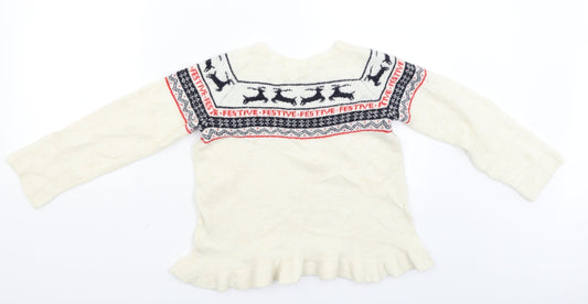 H&M Girls Beige Pullover Jumper Size 9-10 Years