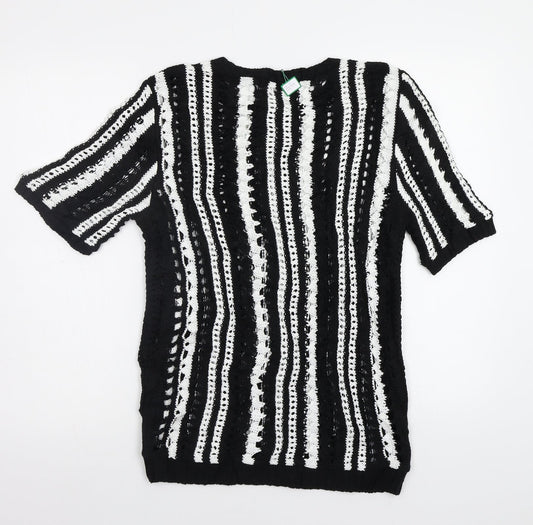 BHM Womens Black Striped Pullover Jumper Size M