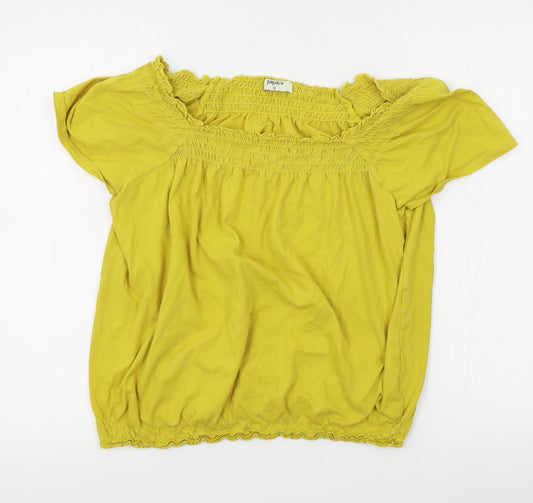 Womens UK Size 12 Papaya Yellow Basic Blouse
