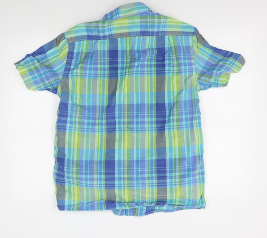 Bar Harbour Mens Blue Plaid Button-Up Size M