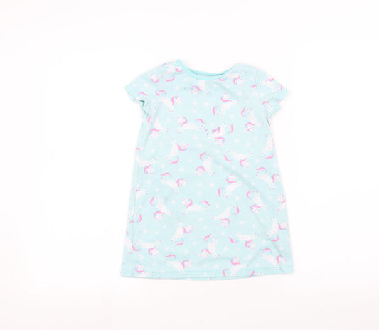 Nutmeg Girls Blue Basic T-Shirt Size 3-4 Years - unicorn