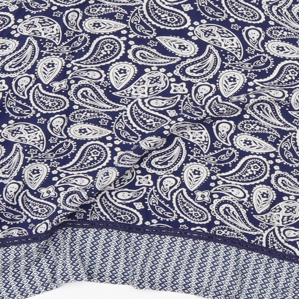 Nutmeg Girls Blue Paisley Cardigan Jumper Size 9-10 Years