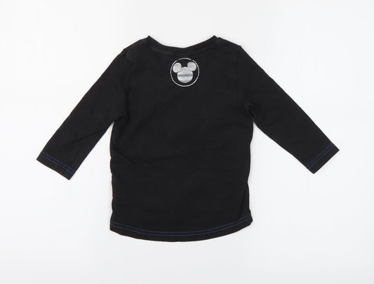 Preworn Baby Black Basic T-Shirt Size 12-18 Months - Mickey Mouse