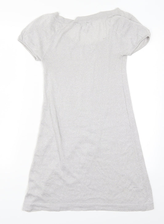 New Look Womens Silver Knit A-Line Size 8