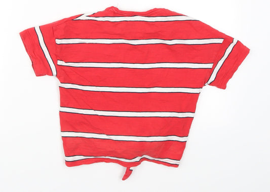 NEXT Girls Red Striped Basic T-Shirt Size 6 Years - You Go Girl