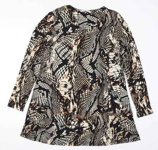 Tu Womens Brown Animal Print A-Line Size 12