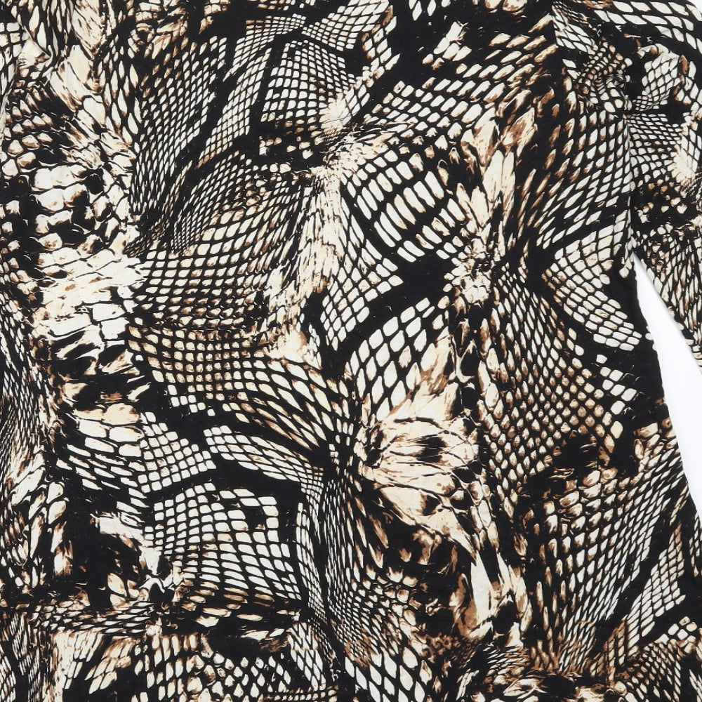 TU Womens Brown Animal Print A-Line Size 12