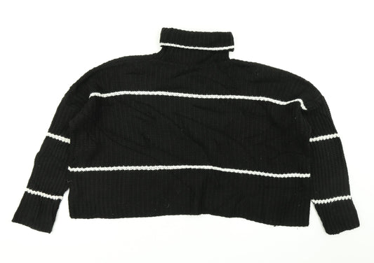 Boohoo Womens Black Striped Knit Pullover Jumper Size 10 - Cropped
