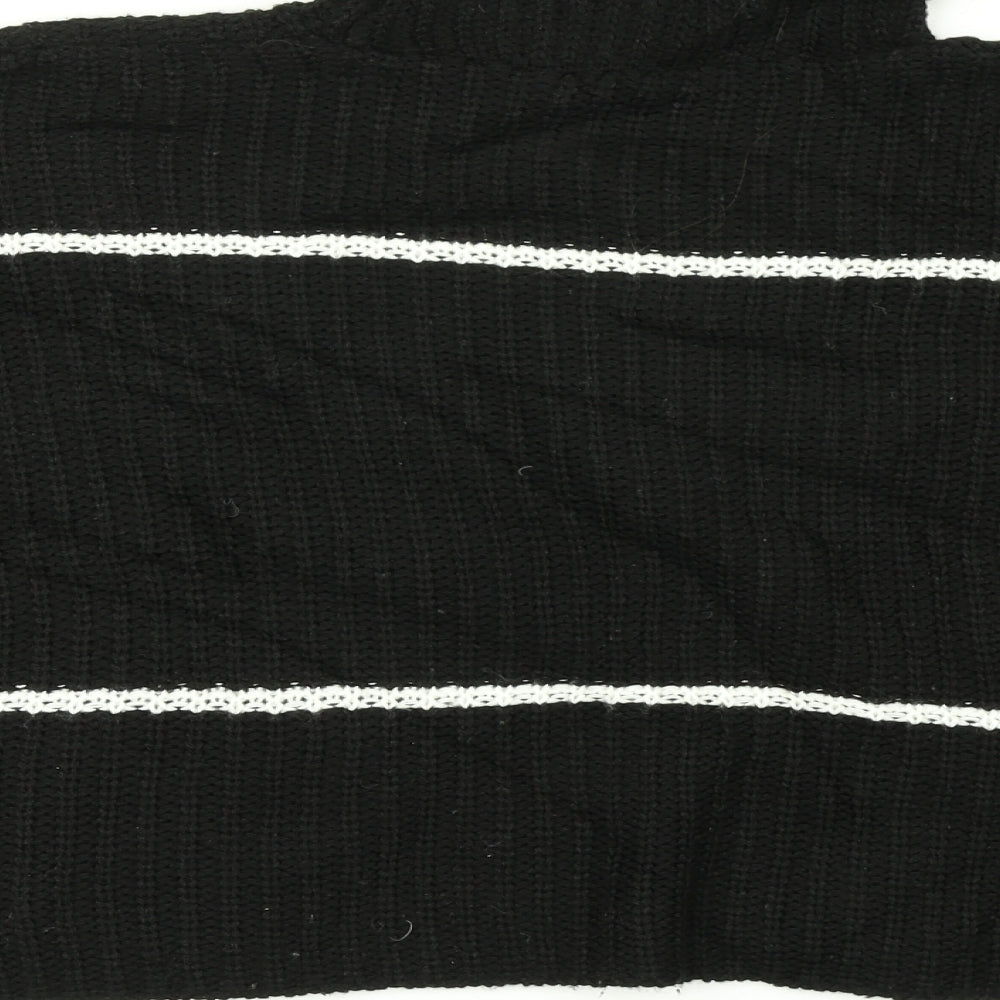 Boohoo Womens Black Striped Knit Pullover Jumper Size 10 - Cropped