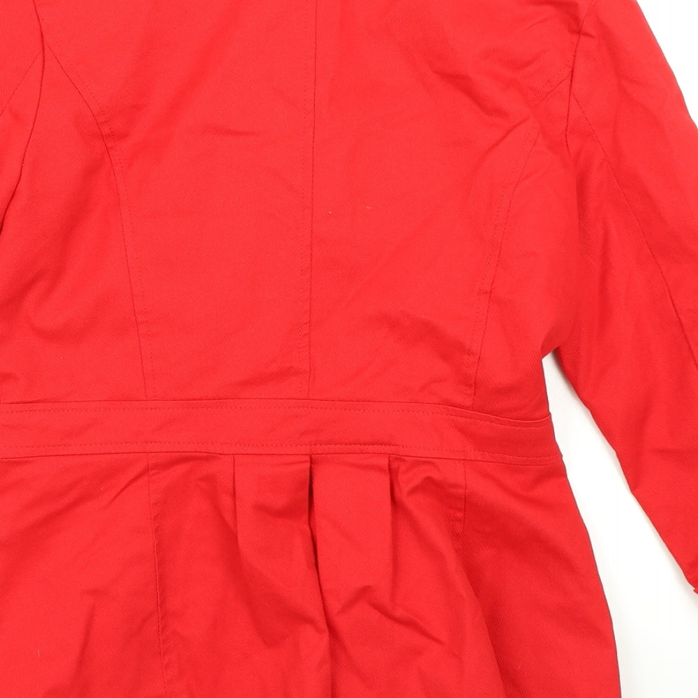 Brand and care label for Atmosphere women’s red overcoat coat, size UK 12