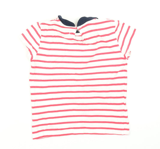 Girls Girls Red Striped Basic T-Shirt Size 7 Years