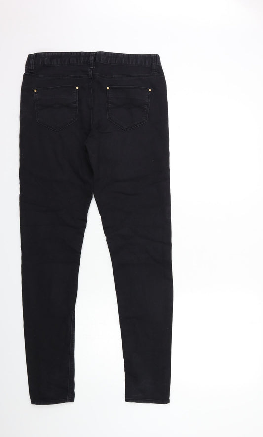 Denim & Co. Womens Black Denim Skinny Jeans Size 12 L31 in