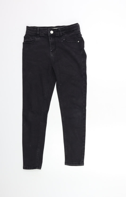 Additional front view of Denim & Co. girls’ black denim skinny jeans, size 9-10, years