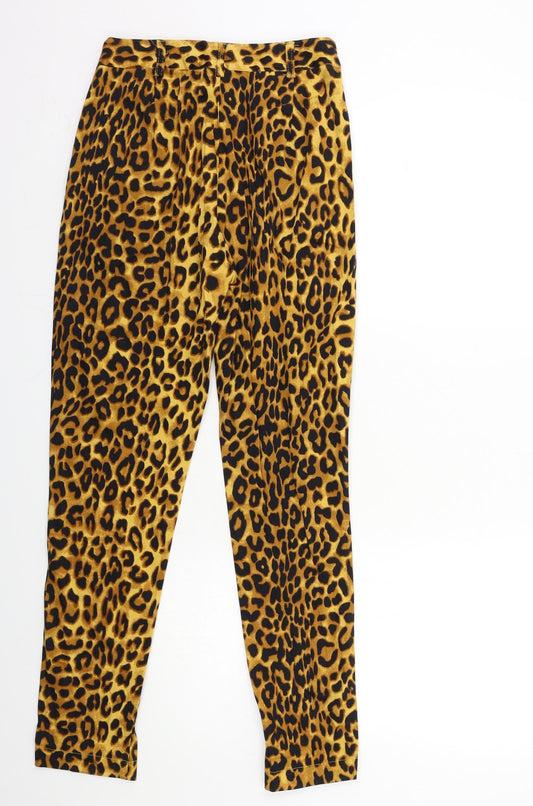 Daisy Street Womens Yellow Animal Print Trousers Size 6 L28 in