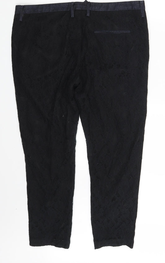 Replay Womens Black Floral Capri Trousers One Size L25 in