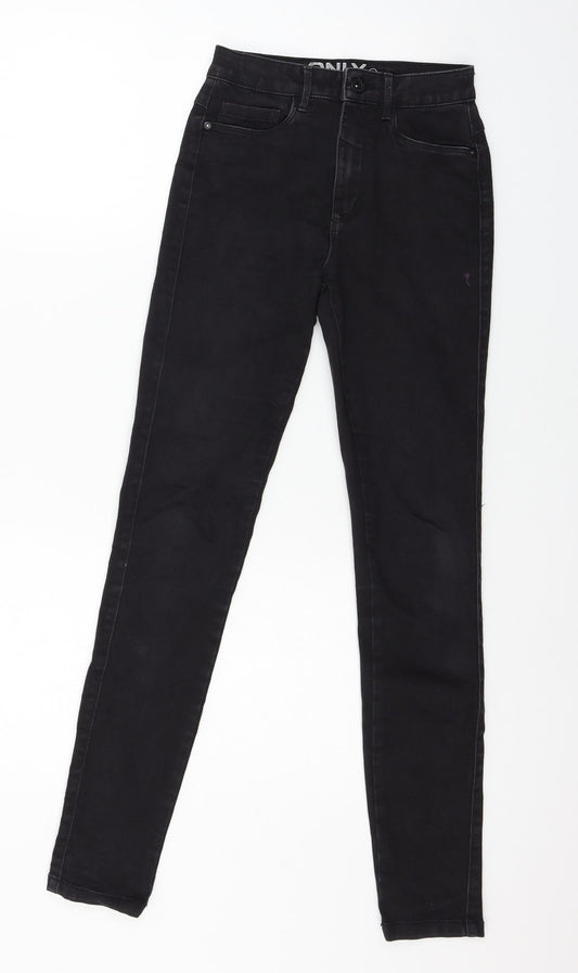 Additional front view of Only women’s black denim skinny jeans, size XS, 27-inch leg
