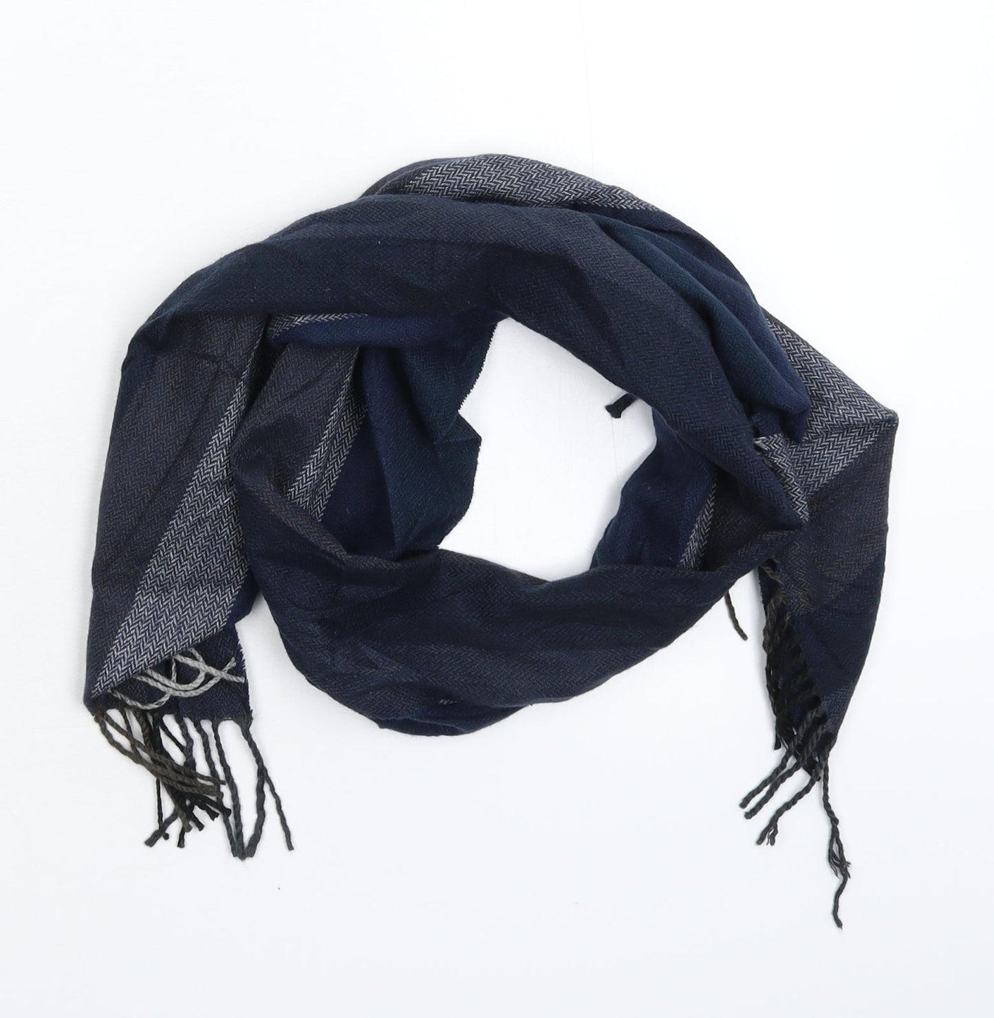 Preworn Mens Blue Striped Knit Scarf One Size