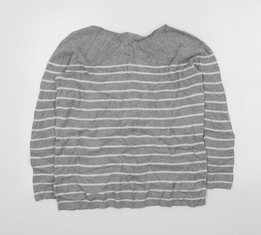 Gap Womens Grey Striped Pullover Jumper Size S