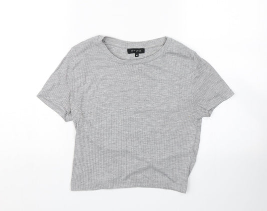 Womens UK Size 10 New Look Grey Wrap T-Shirt