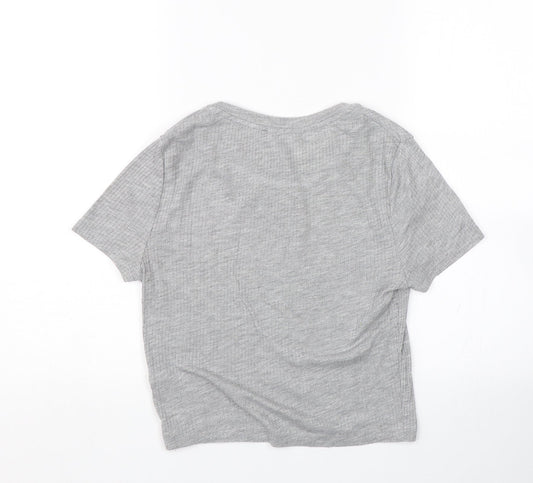 Womens UK Size 10 New Look Grey Wrap T-Shirt