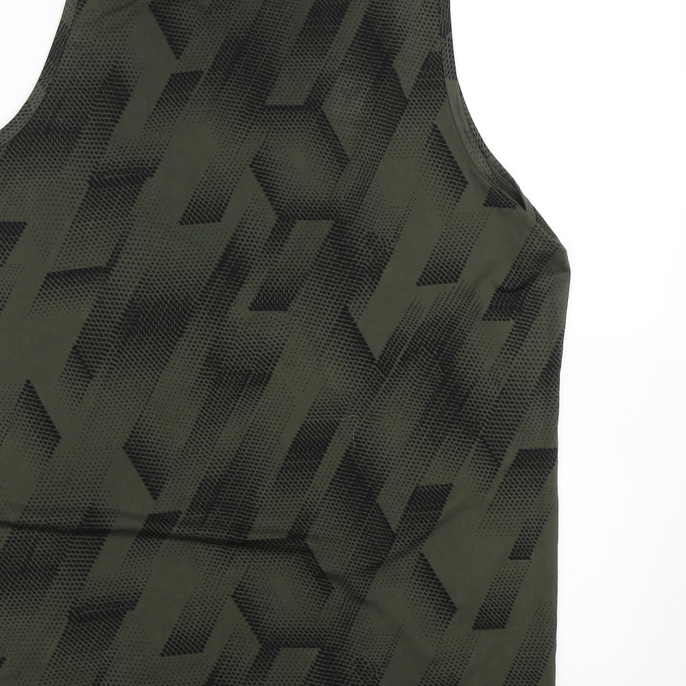 Priamrk Womens Green Geometric Basic Tank Size M