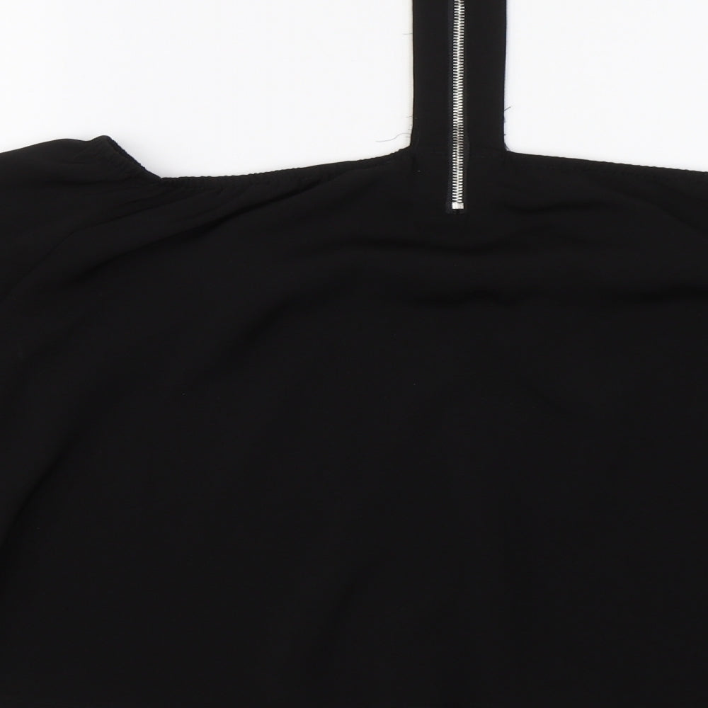 Womens UK Size 10 Missguided Black Cropped T-Shirt