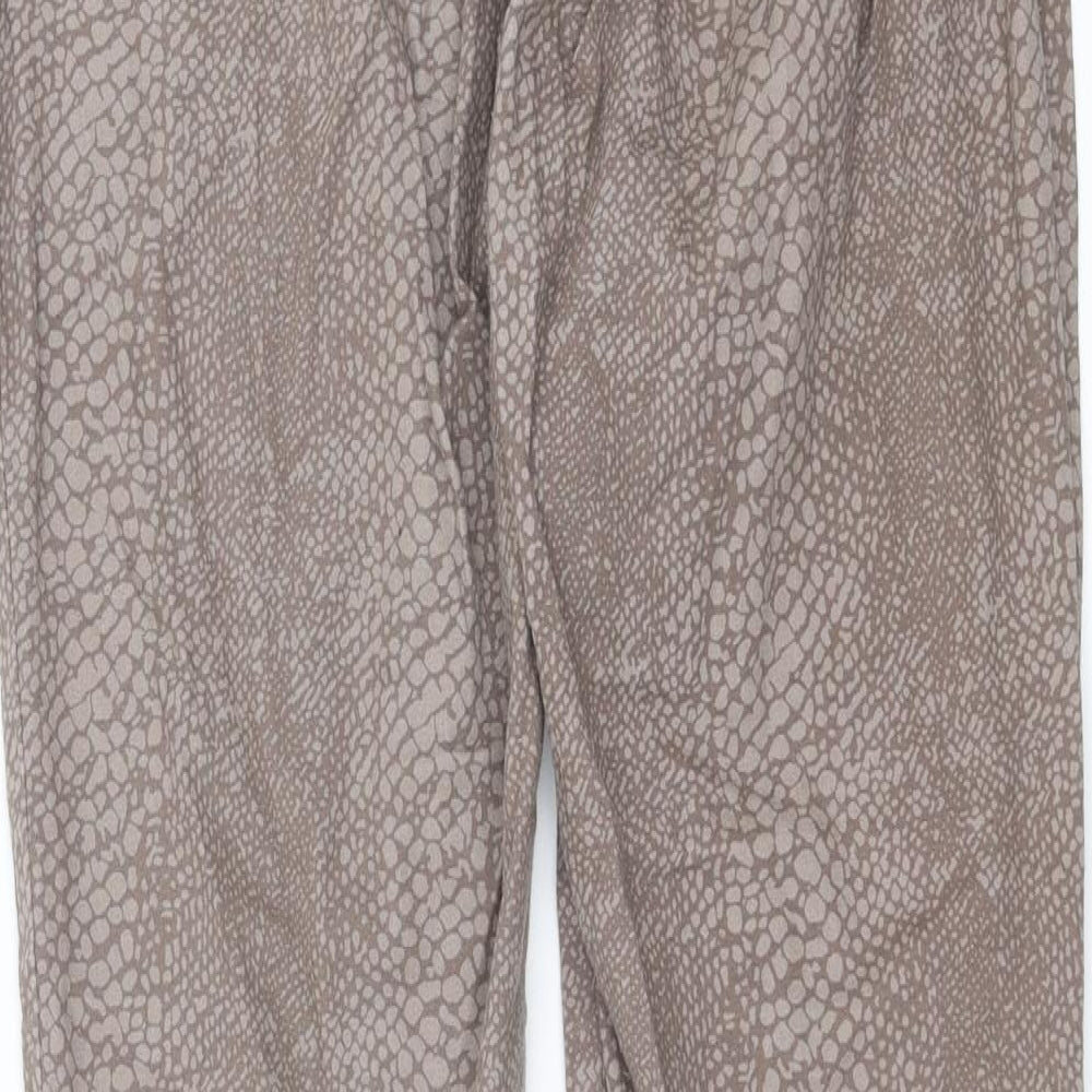George Womens Beige Animal Print Denim Jegging Jeans Size 14 L28 in