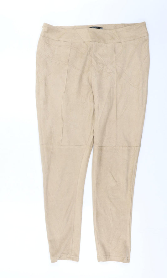 Womens UK Size 14 Missguided Extra-Slim Fit Beige Trousers