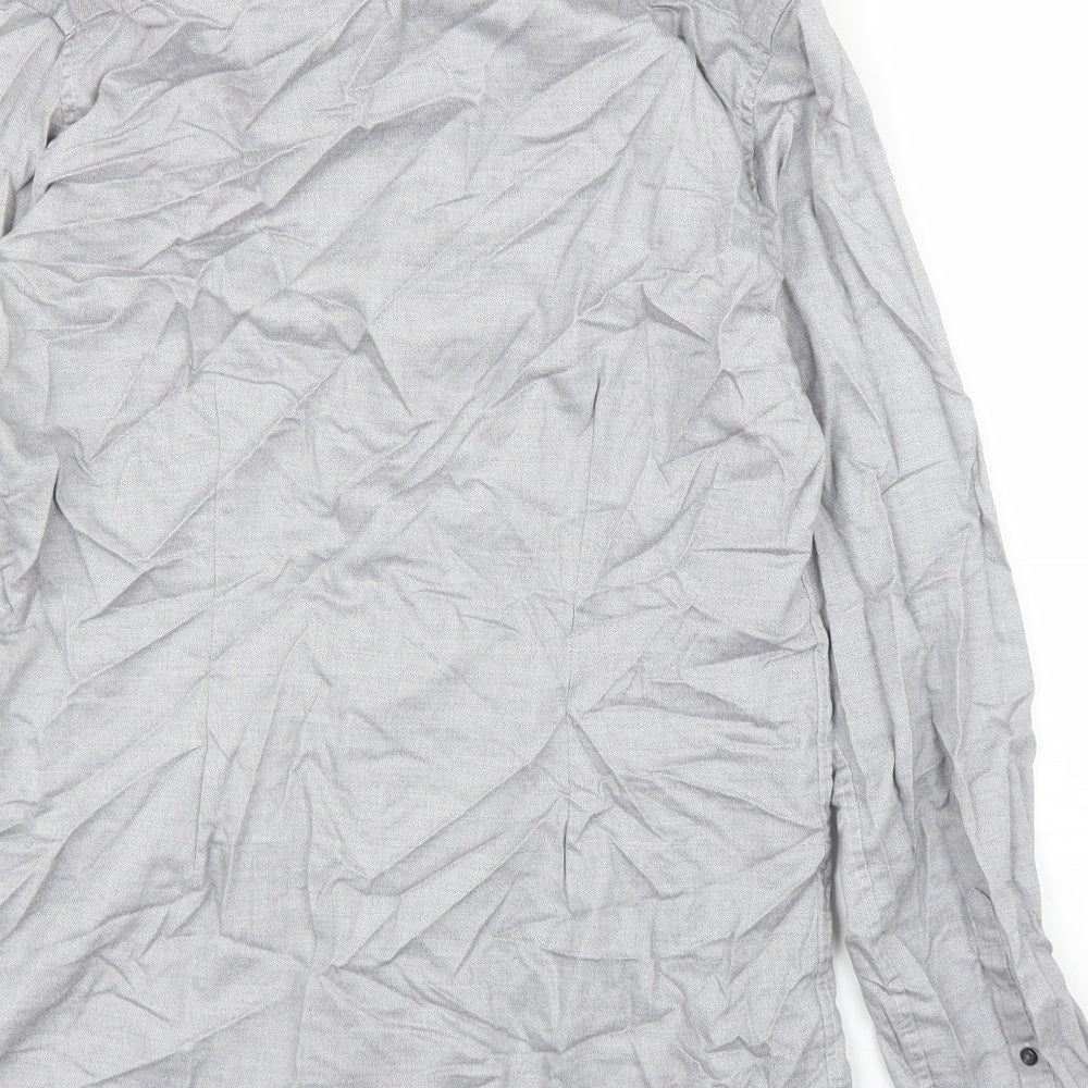 Mens UK Size 15.5 NEXT Grey Button-Up Long Sleeve Casual Shirt