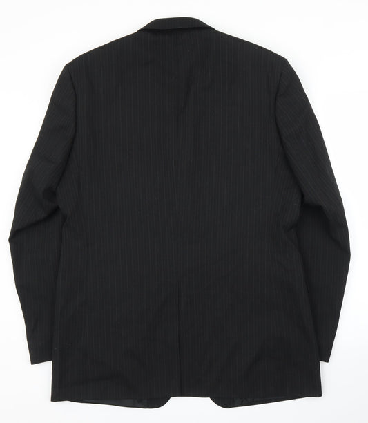 Pinsrtripe Mens Black Striped Jacket Suit Jacket Size 44