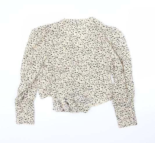 SheIn Womens Beige Animal Print Basic Blouse Size XS