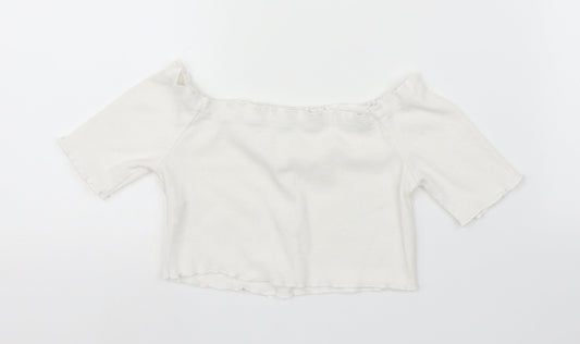 SheIn Girls White Cropped Blouse Size 7 Years