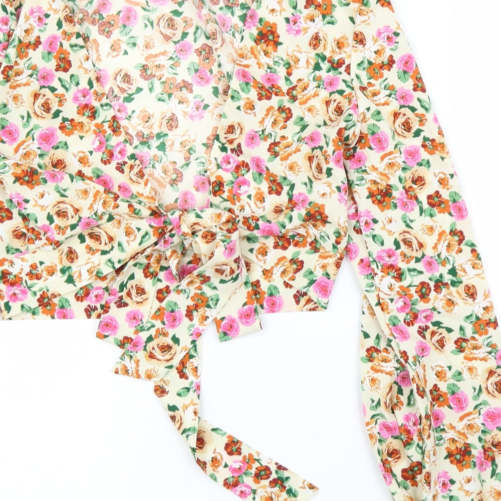 SheIn Womens Beige Floral Basic Blouse Size XS