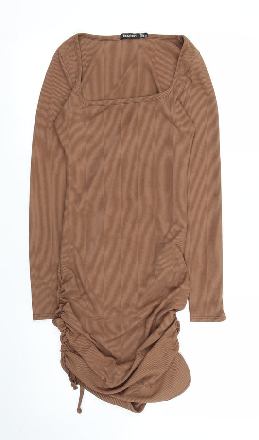Boohoo Womens Brown Bodycon Size 6