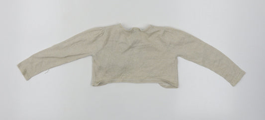 Marks and Spencer Girls Beige Wrap Jumper Size 4-5 Years