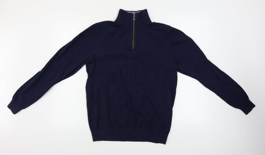 Mens UK Size S Avenue Blue Henley Jumper