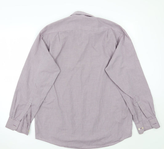Mens UK Size 15 Marks and Spencer Purple Button-Up Long Sleeve Casual Shirt