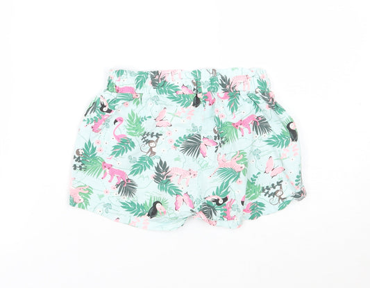 H&M Girls Green Floral Bermuda Shorts Size 5-6 Years