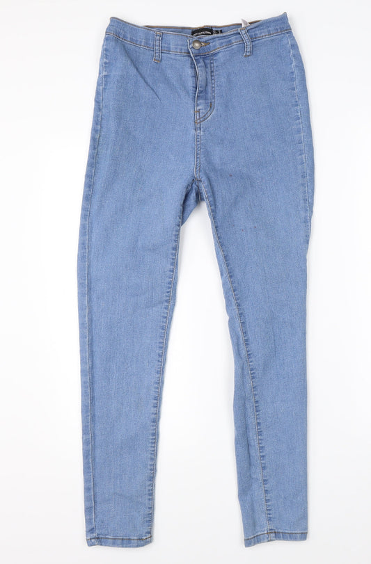 PRETTYLITTLETHING Womens Blue Denim Skinny Jeans Size 10 L26 in