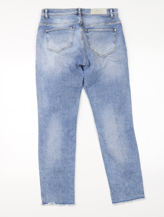Back view of Only women’s blue denim straight jeans, size UK 26, in, 32-inch leg