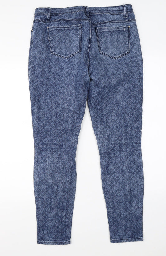 George Womens Blue Paisley Denim Skinny Jeans Size 10 L27 in