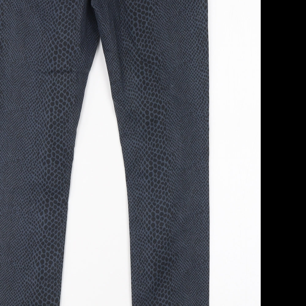 Dorothy Perkins Womens Blue Animal Print Denim Skinny Jeans Size 8 L26 in