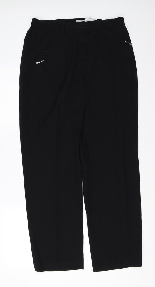 Womens UK Size 12 GARDEUR Regular Fit Dress Pants Black Trousers