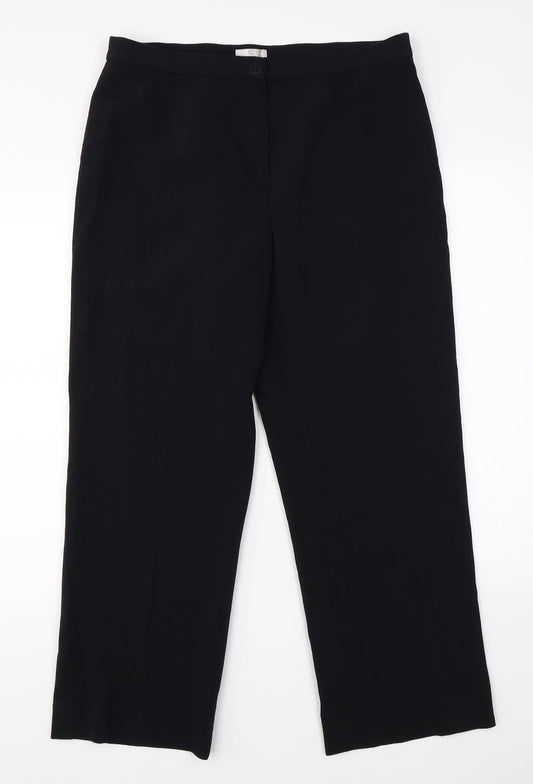 Womens UK Size 14 CC Regular Fit Dress Pants Black Trousers
