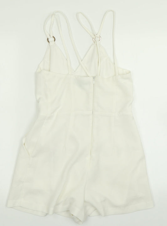 New Look Womens White   Playsuit One-Piece Size 8