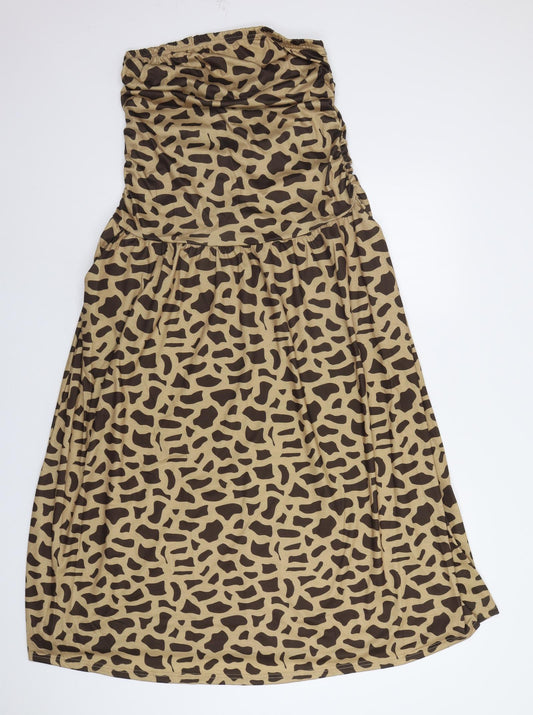 Preworn Womens Brown Animal Print A-Line Size M