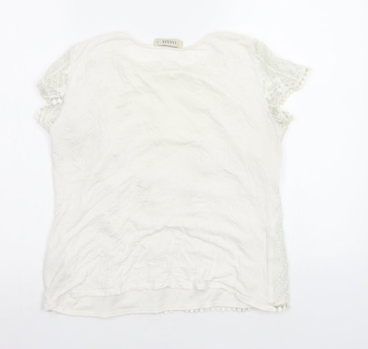 Womens UK Size M Oasis White Basic Blouse