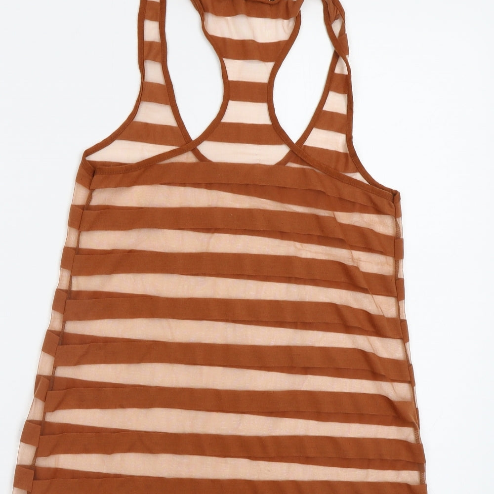 Primark Womens Brown Striped Basic Tank Size 10