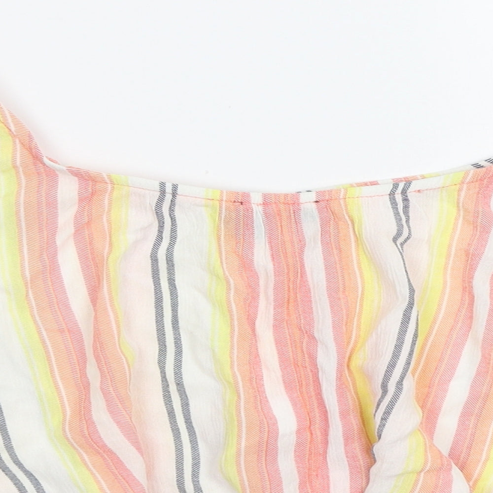 Primark Womens Multicoloured Striped Cropped Blouse Size 10
