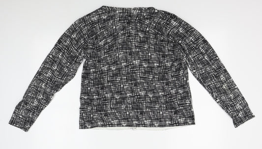 Isle Womens Black Geometric Cardigan Jumper Size L
